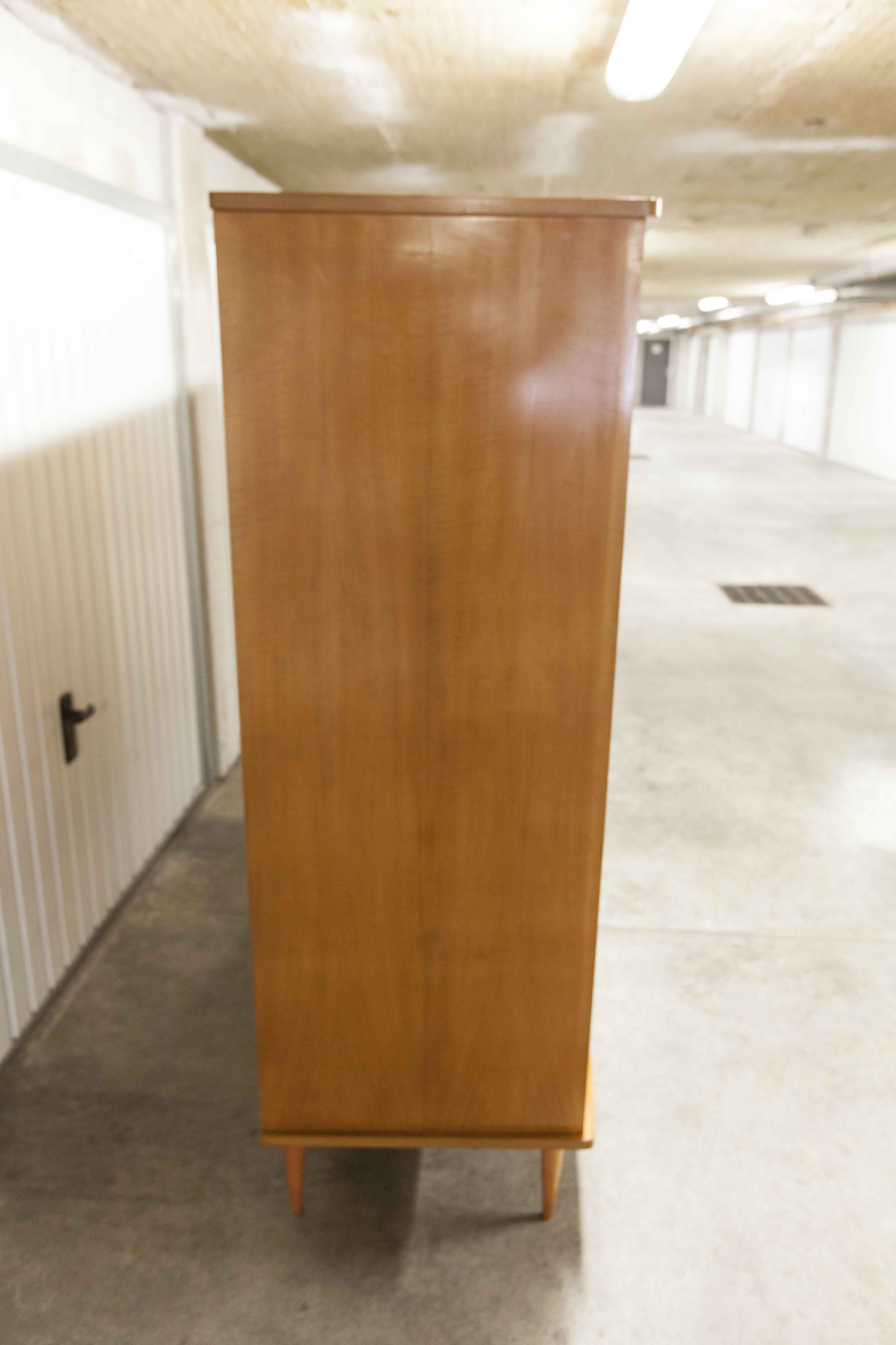 Scandinavian wardrobe 1960 honey color 4 doors L 205 cm