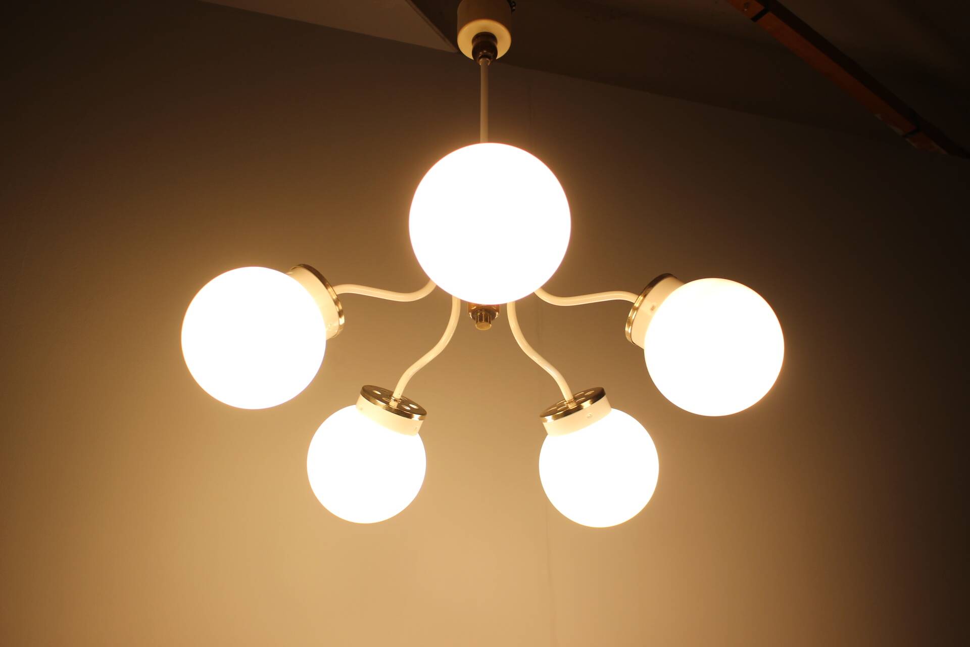 1970s glass chandelier, Czechoslovakia