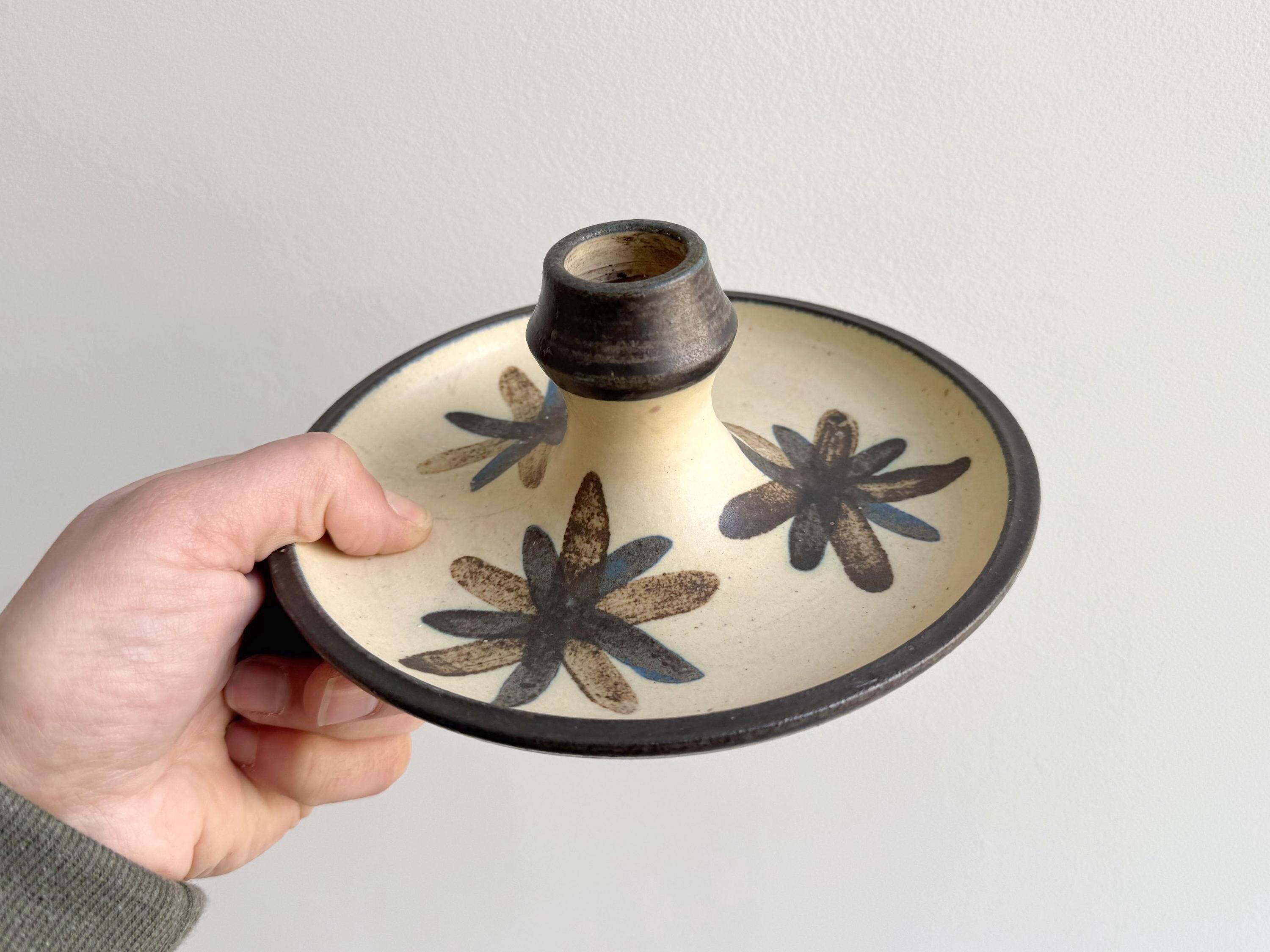 Danish 70s ceramic candle holder by MIT Stoneware