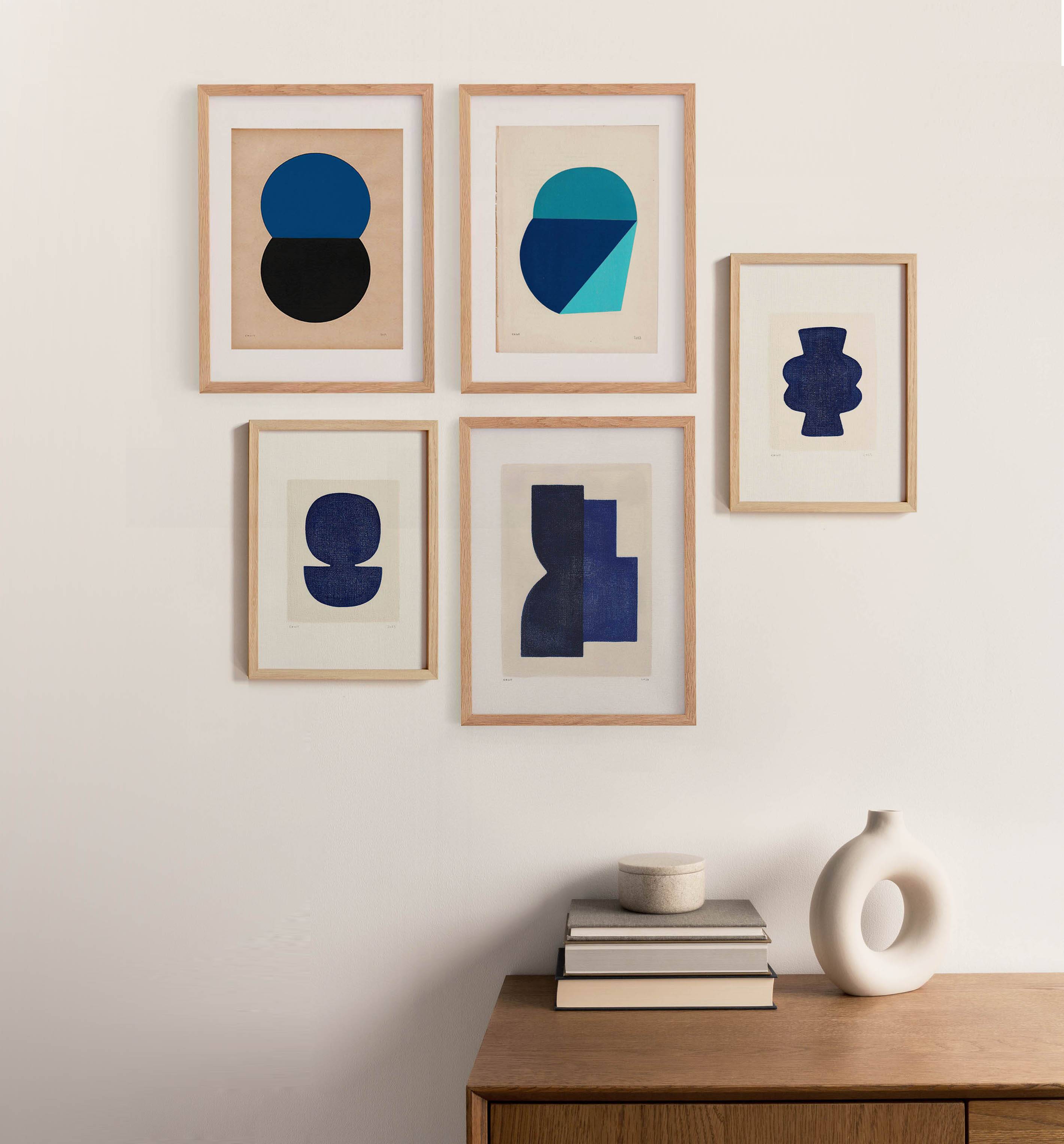 collection of 5 abstract paintings on paper signed Eawy