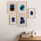 collection of 5 abstract paintings on paper signed Eawy