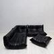 1990s vintage Togo set in black leather by Michel Ducaroy for Ligne Roset