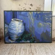 Peinture XL jarre bleue Saunière Audouze