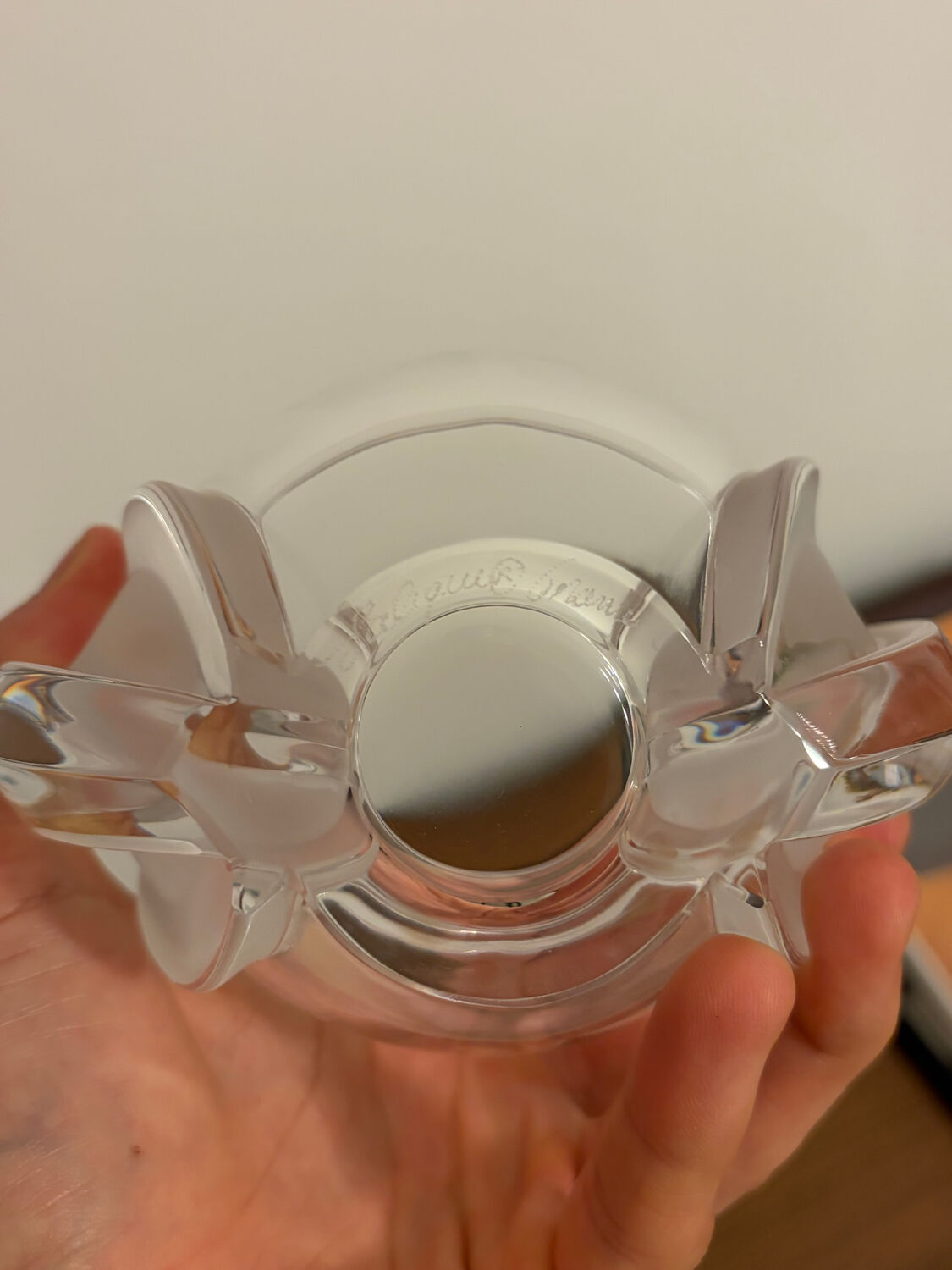 Lalique France vase with tulips in crystal