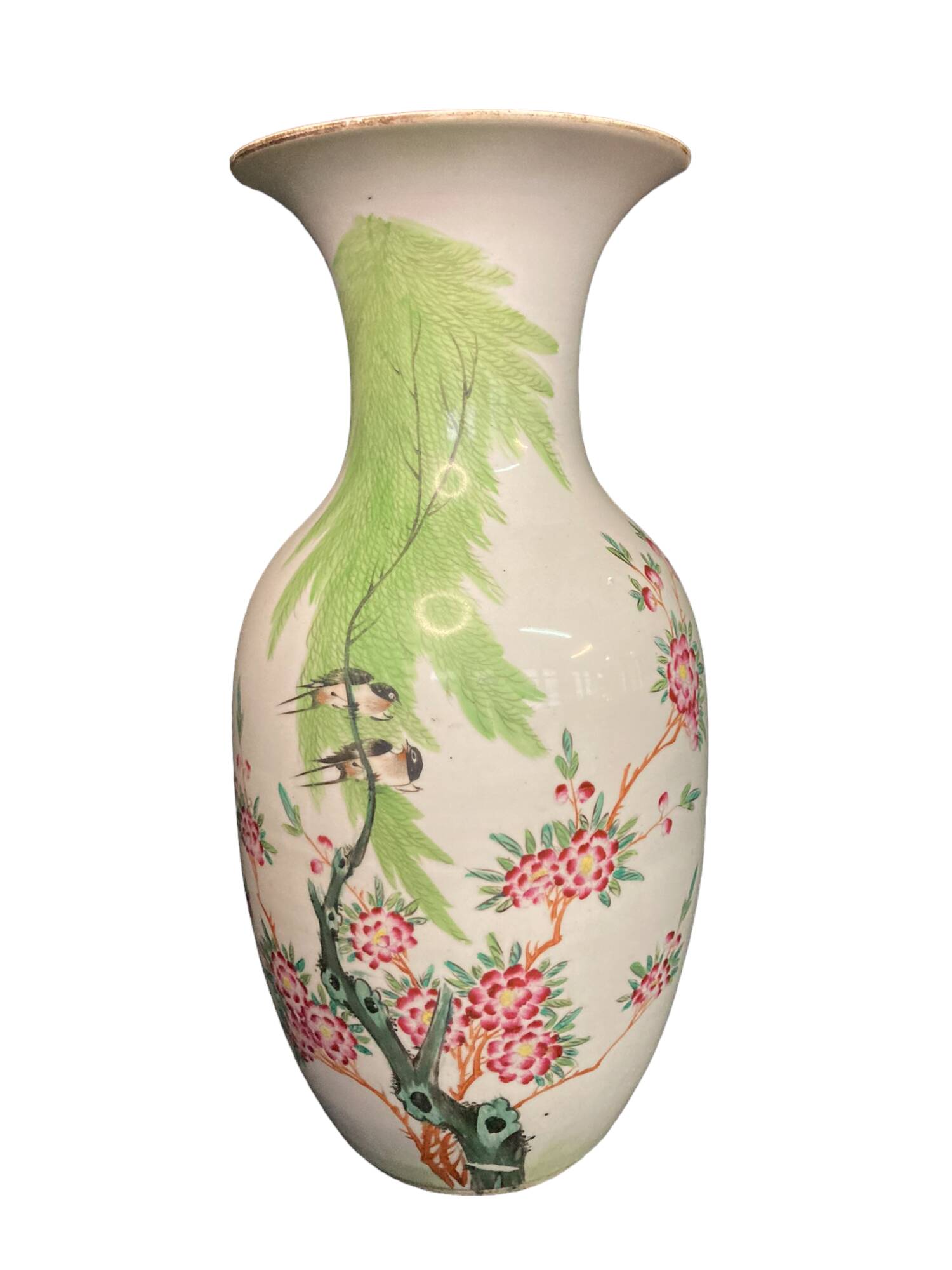 China, large old polychrome porcelain vase, late 19th century