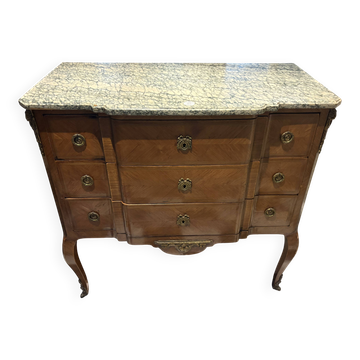 19th Century Commode Transition in Marquetry – Marble – Château d’Arcangues
