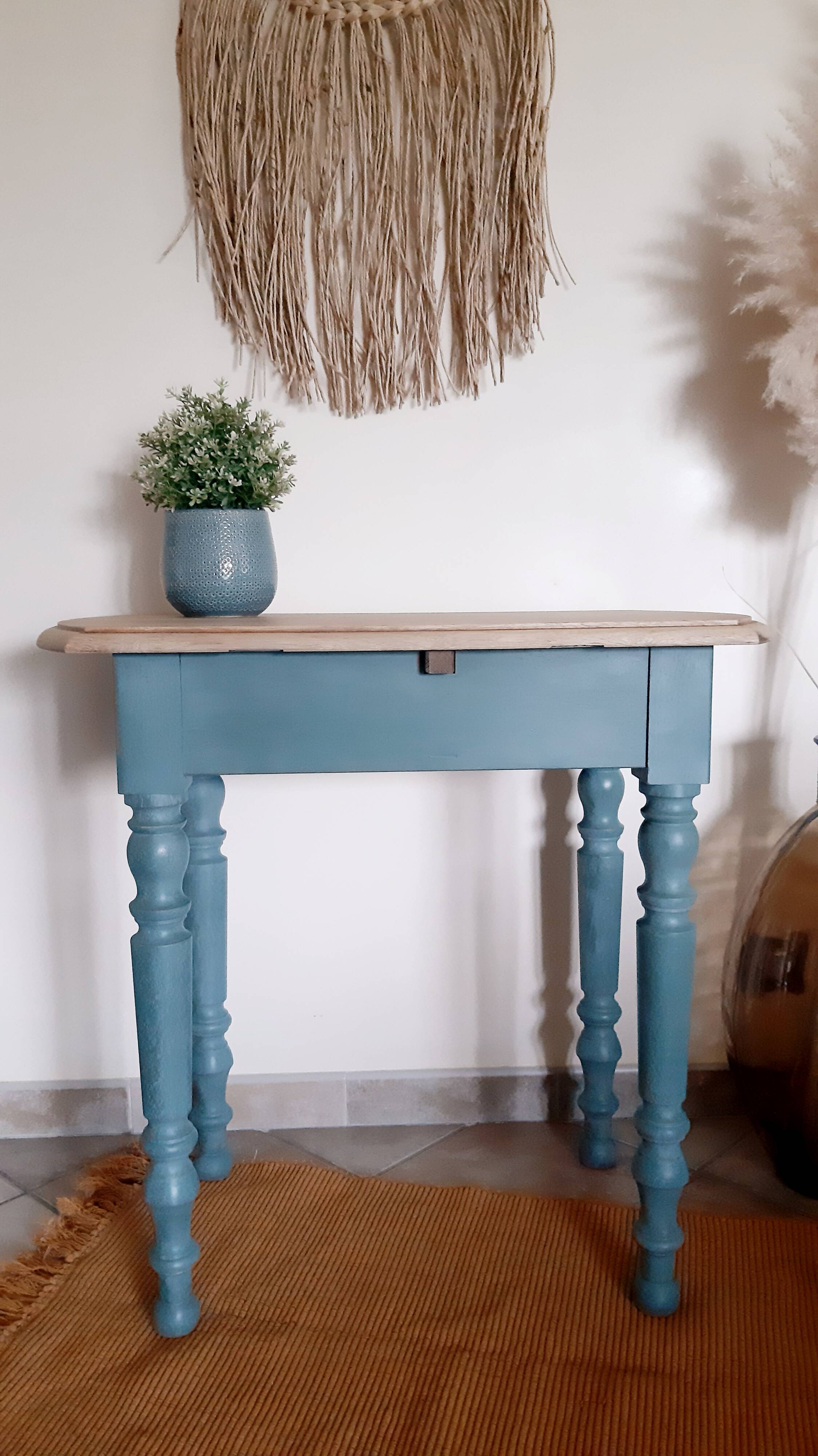 Console small renovated solid wood desk