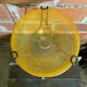 Antique Tripod Side Table Black Metal & Yellow Glass Bowl Years