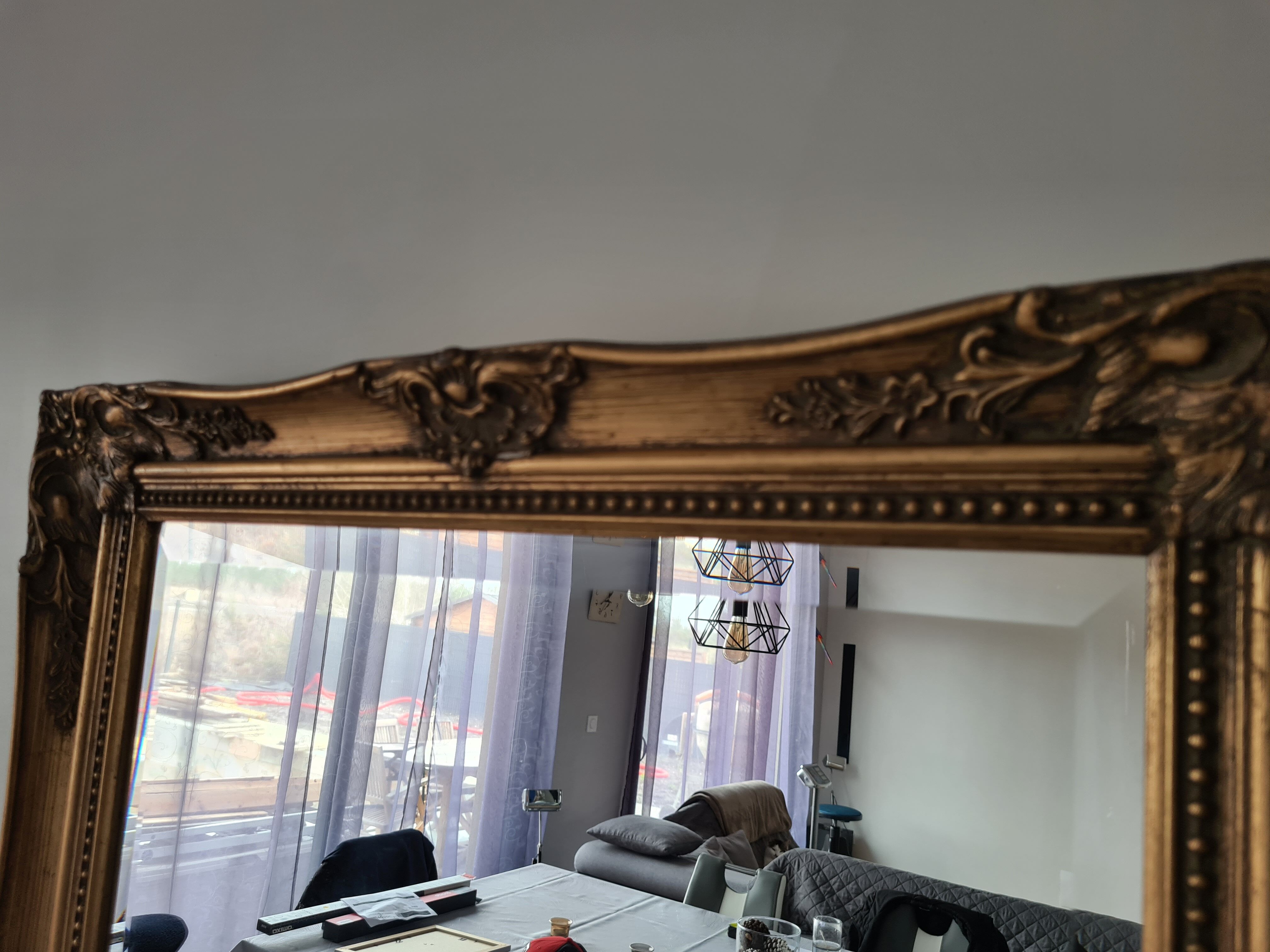 Vintage gold stucco mirror 14x29cm