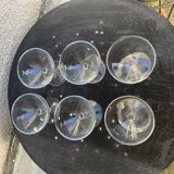 6 vintage transparent glass champagne glasses