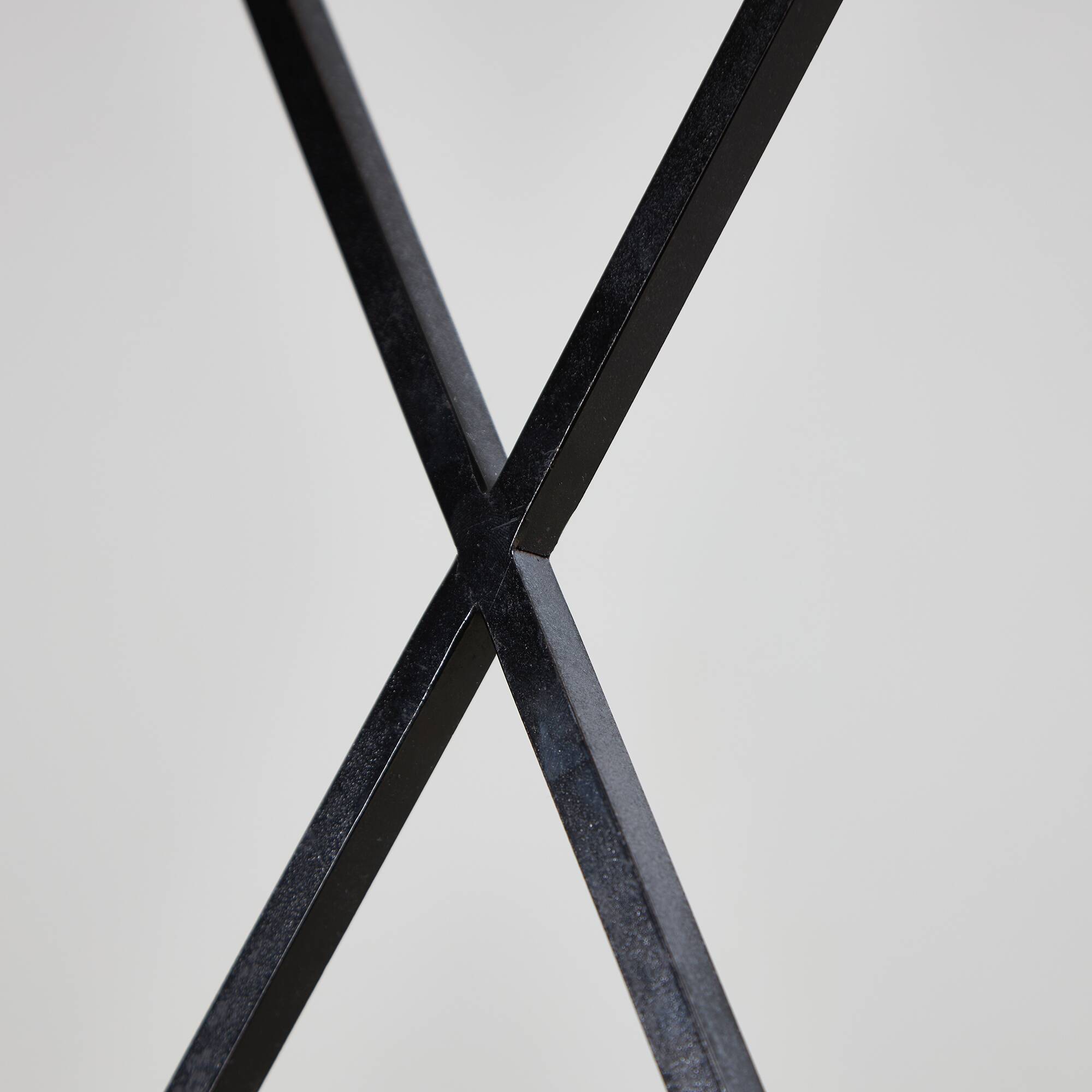 Italian Postmodern Black Leather Dining Chair with "X" Shape, 1980s