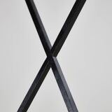 Italian Postmodern Black Leather Dining Chair with "X" Shape, 1980s
