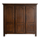 Large antique wardrobe with 3 doors made of solid wood.