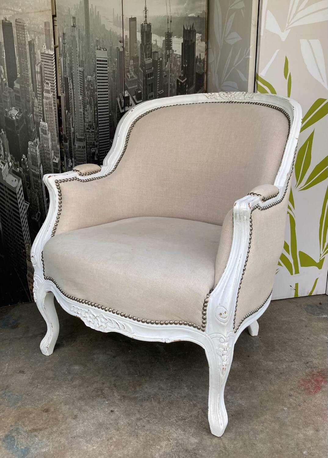Bergère St Louis XV white rechampi 20th century