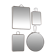 Set of four rectangular and round barber mirrors, 1950s.