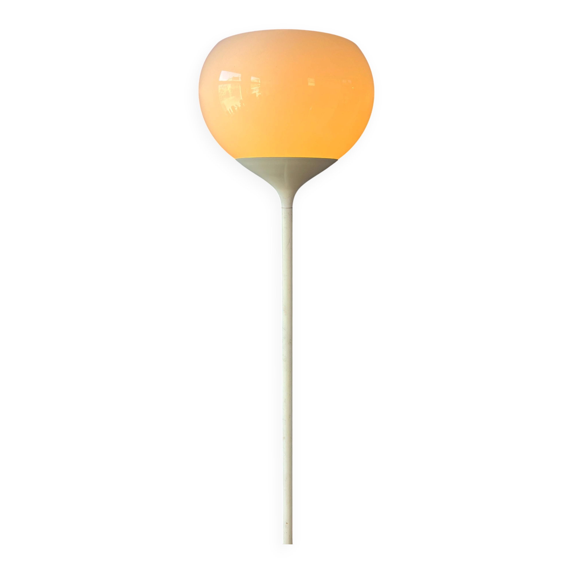 Vintage white floor lamp in Guzzini Space Age Mid-Century style