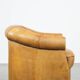 Fauteuil club vintage en cuir de mouton cognac clair