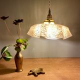 Vintage lampshade pendant light in pale yellow Clichy glass