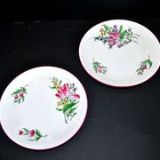 Set of 2 Lunéville earthenware lentil plates with floral decor, Street lamp 17cm
