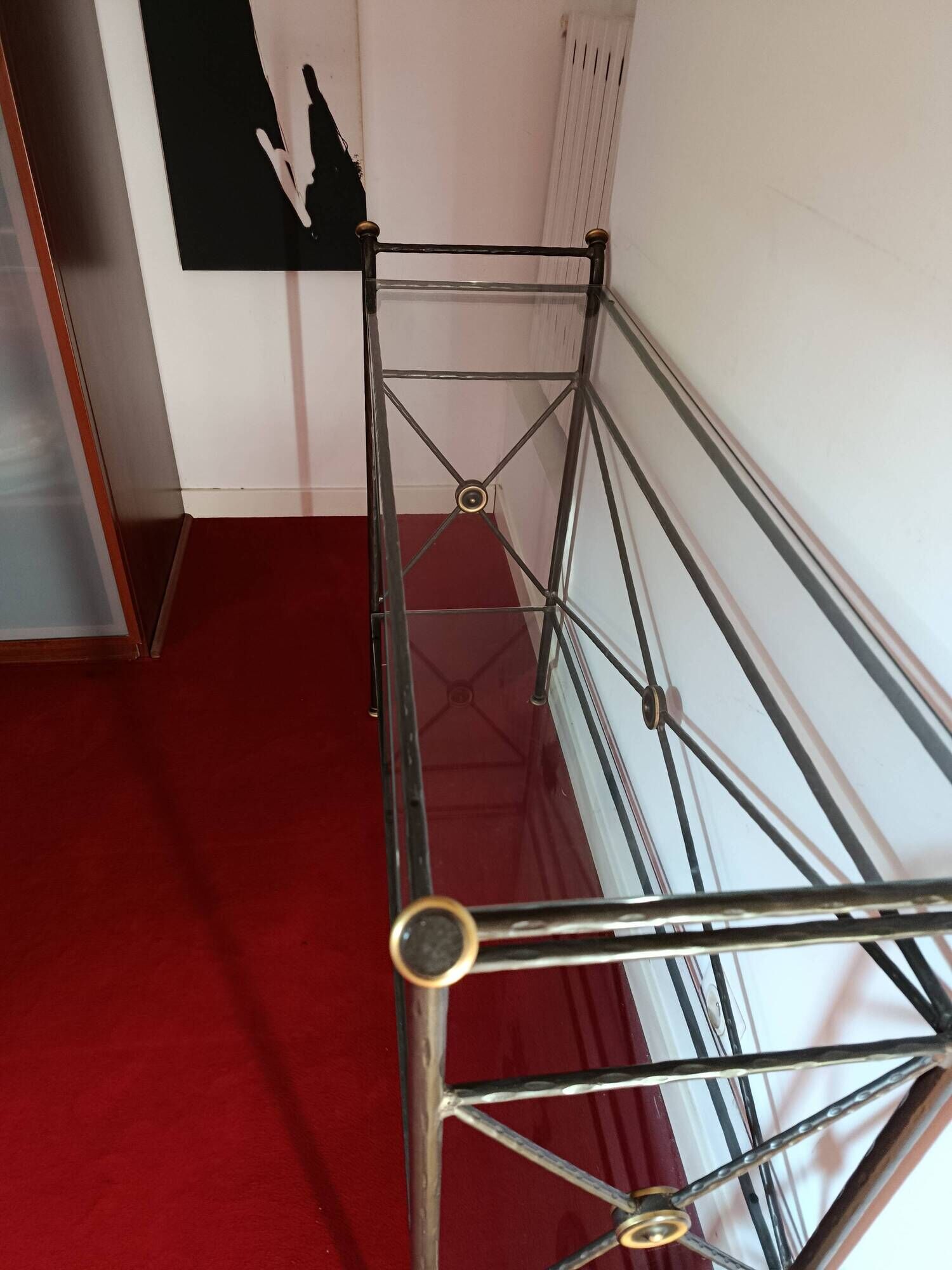 Glass and wrought iron console