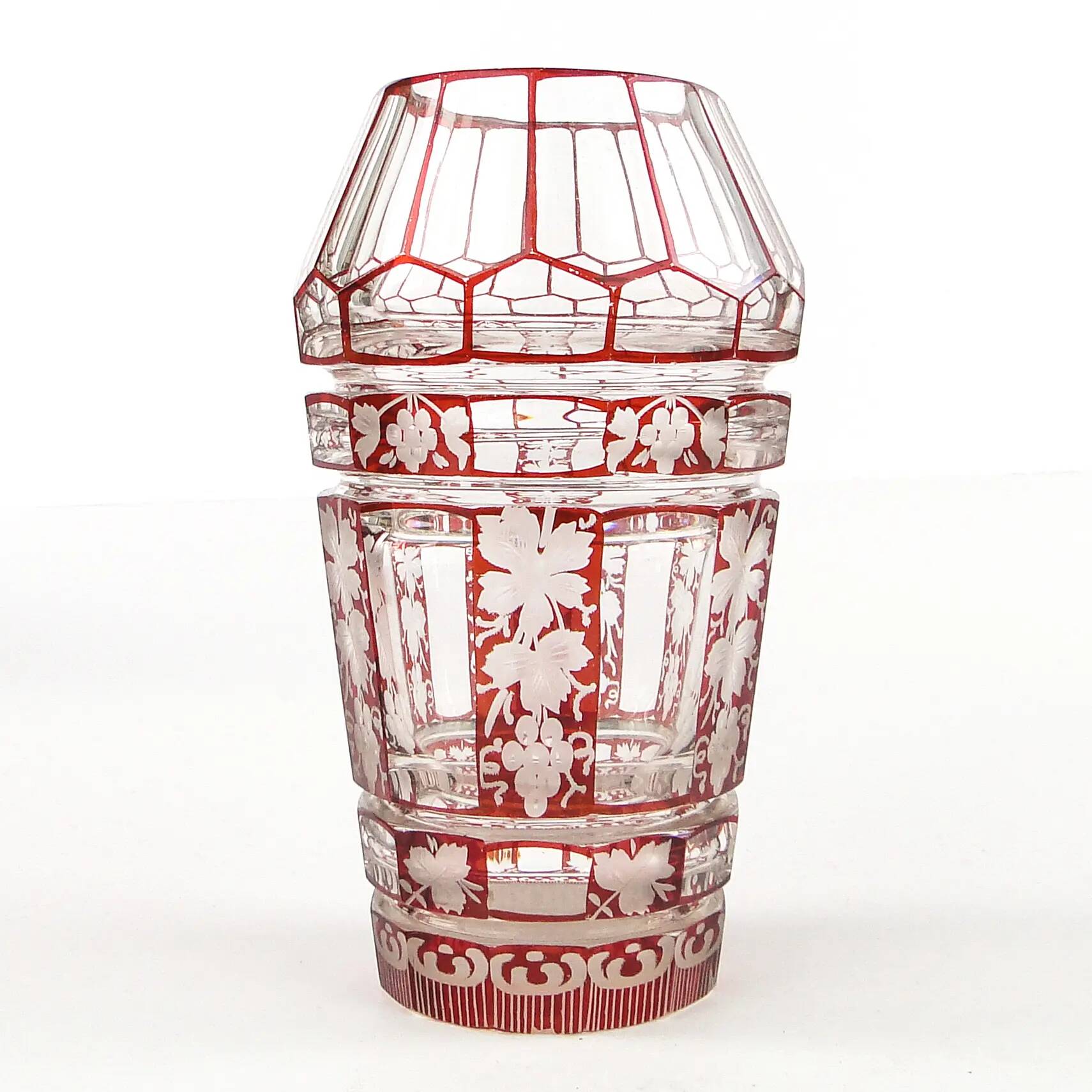 Biedermeier vase, double-layer crystal, Bohemia, Czech Republic, 19th century