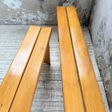 Pair of Charlotte Perriand Les Arcs pine benches