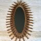 Oval Mirror in Rattan. Woven Willow and Bamboo. French Work from the Riviera.