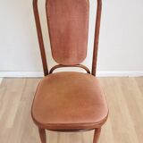 Vintage Thonet Style Bentwood Dining Chair: High Back, Cushioned Seat Pink
