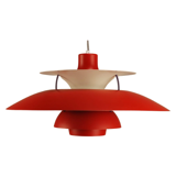 Red Louis Poulsen PH5 Pendant vintage 1970's 'Authentic Red'