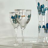 Italian Art Nouveau glass liquor set from 1920s