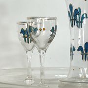 Italian Art Nouveau glass liquor set from 1920s