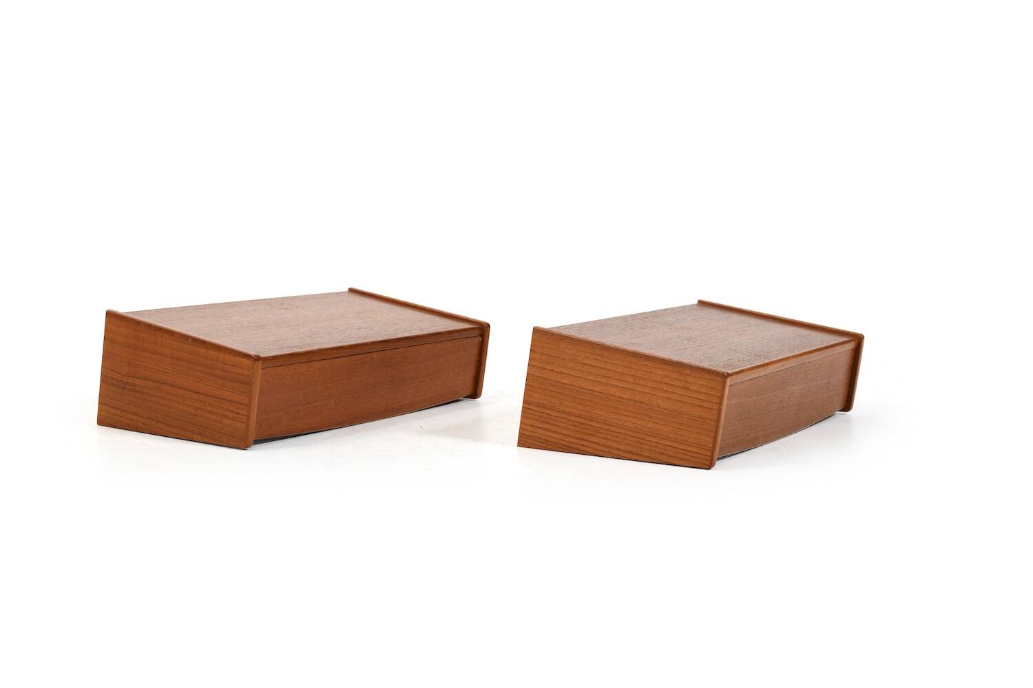 Danish Wall Mounted Nightstands in Teak 1960s