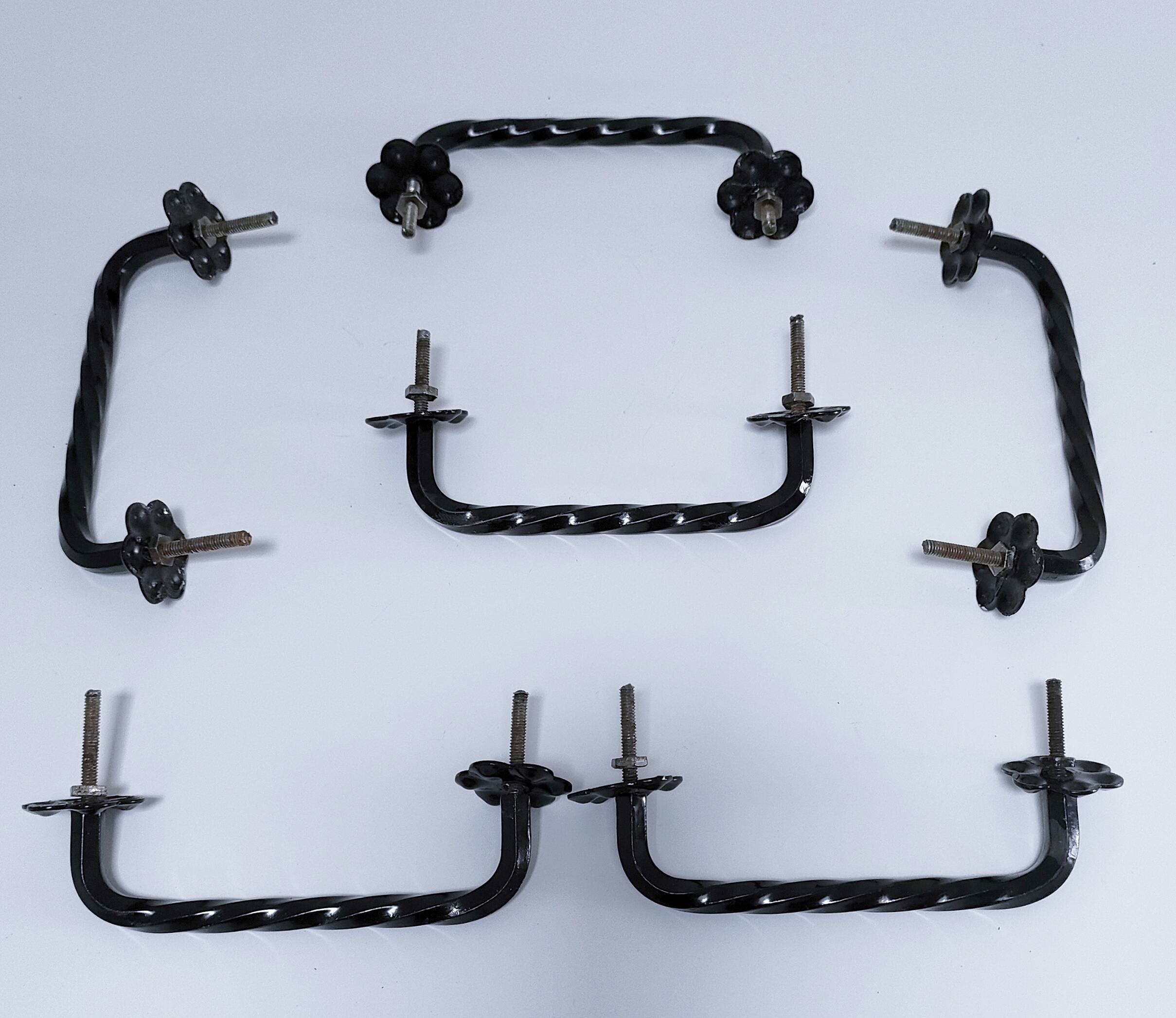 Six iron handles for drawers from the 60s