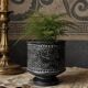 Small Greek pot in black terracotta with animal decoration, craftsmanship from 1960-80.