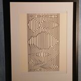 Tableau Vintage Art Optique - Victor Vasarely - Frame 40x40cm