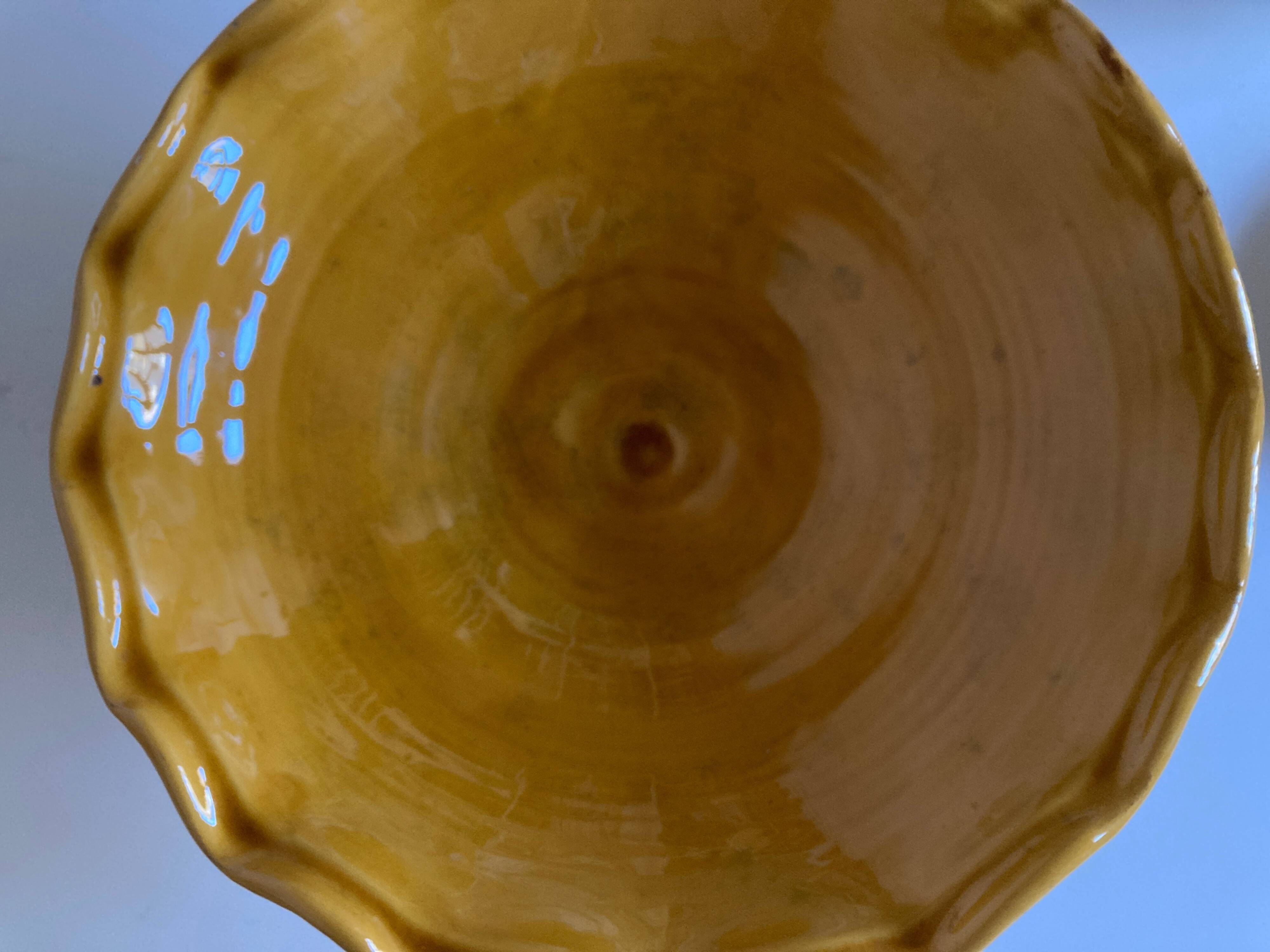 XXXL wavy bowl in glazed terracotta 1950 Provence