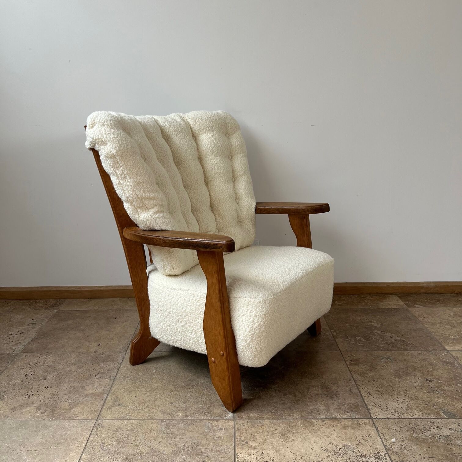 Guillerme et Chambron mid-century french oak armchair