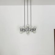 Lustre Spoutnik chromé par Doria, années 1970