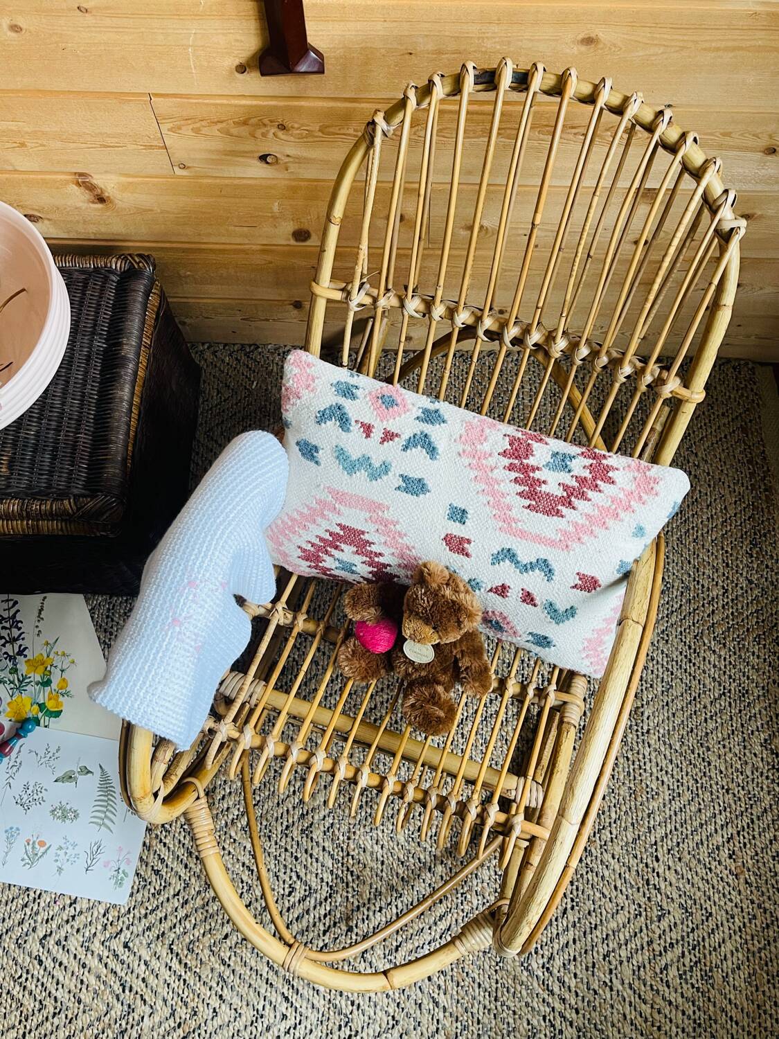 Children's rattan rocking chair