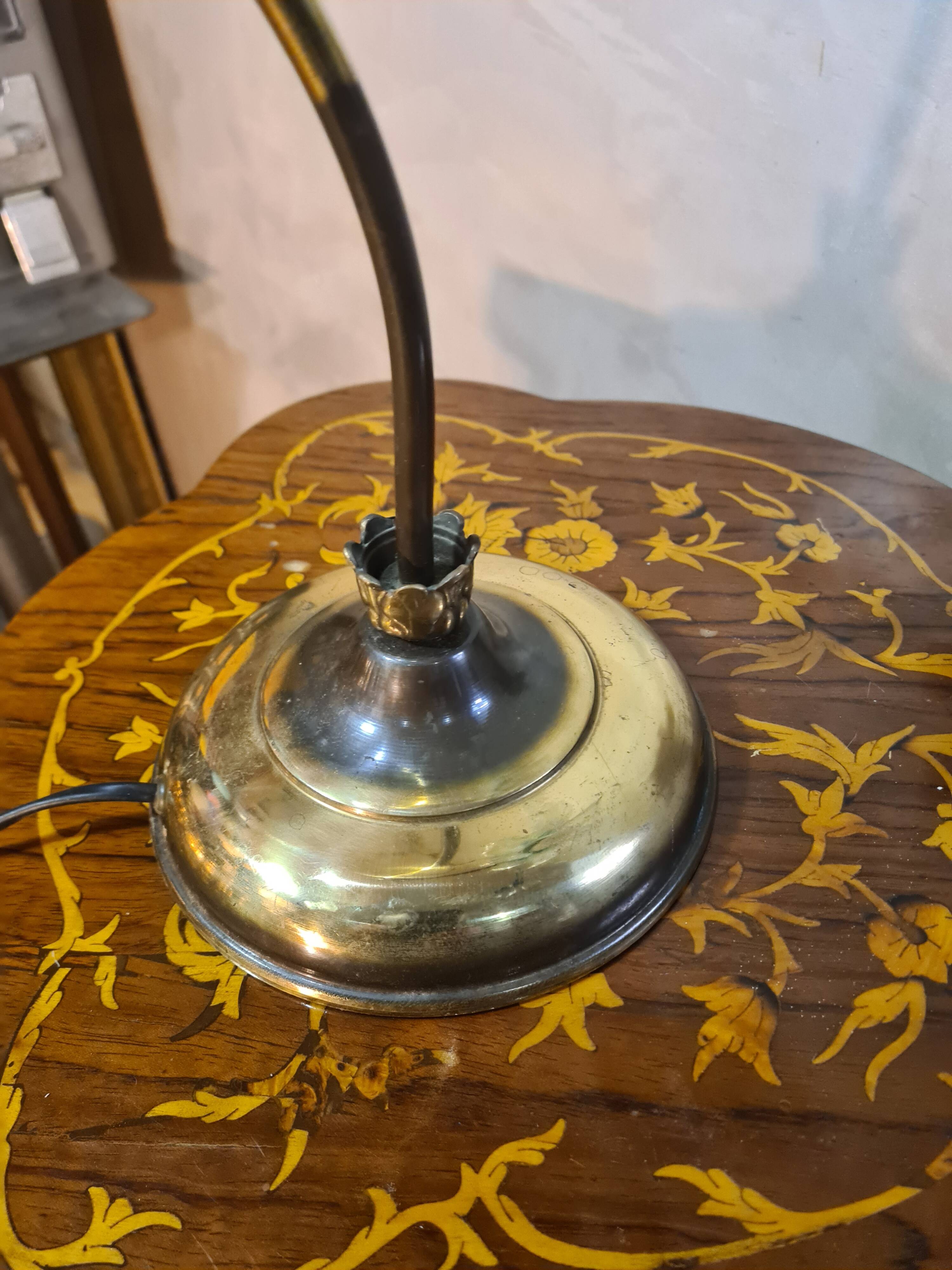 brass lamp 1975 electric working superb blue translucent tulip 42x30