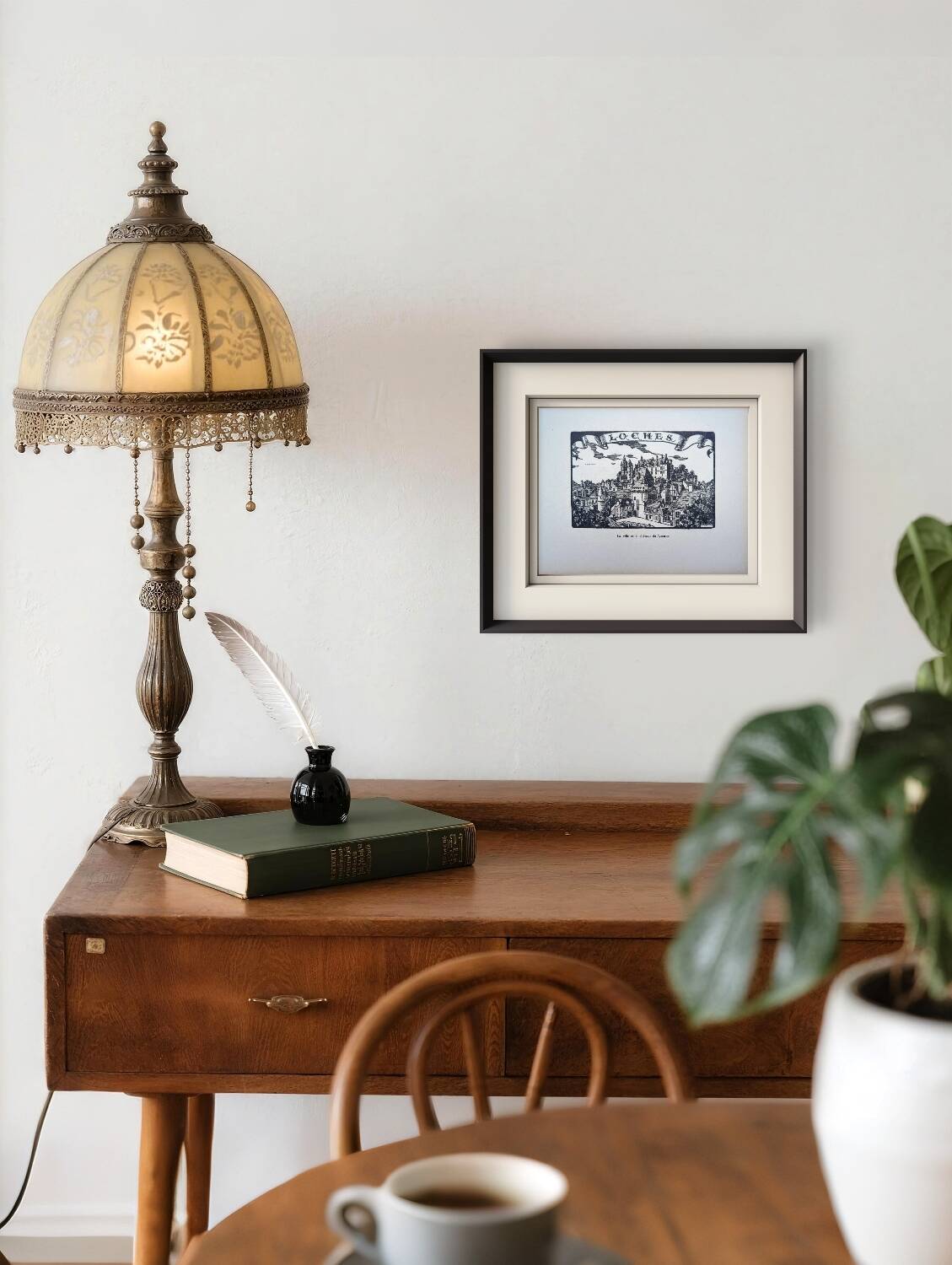 Loches, Indre-et-Loire, printed in 1933, vintage engraving.