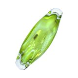 Green glass bowl, designed by J. Broz, Skrdlovice, Czechoslovakia, 1960s.