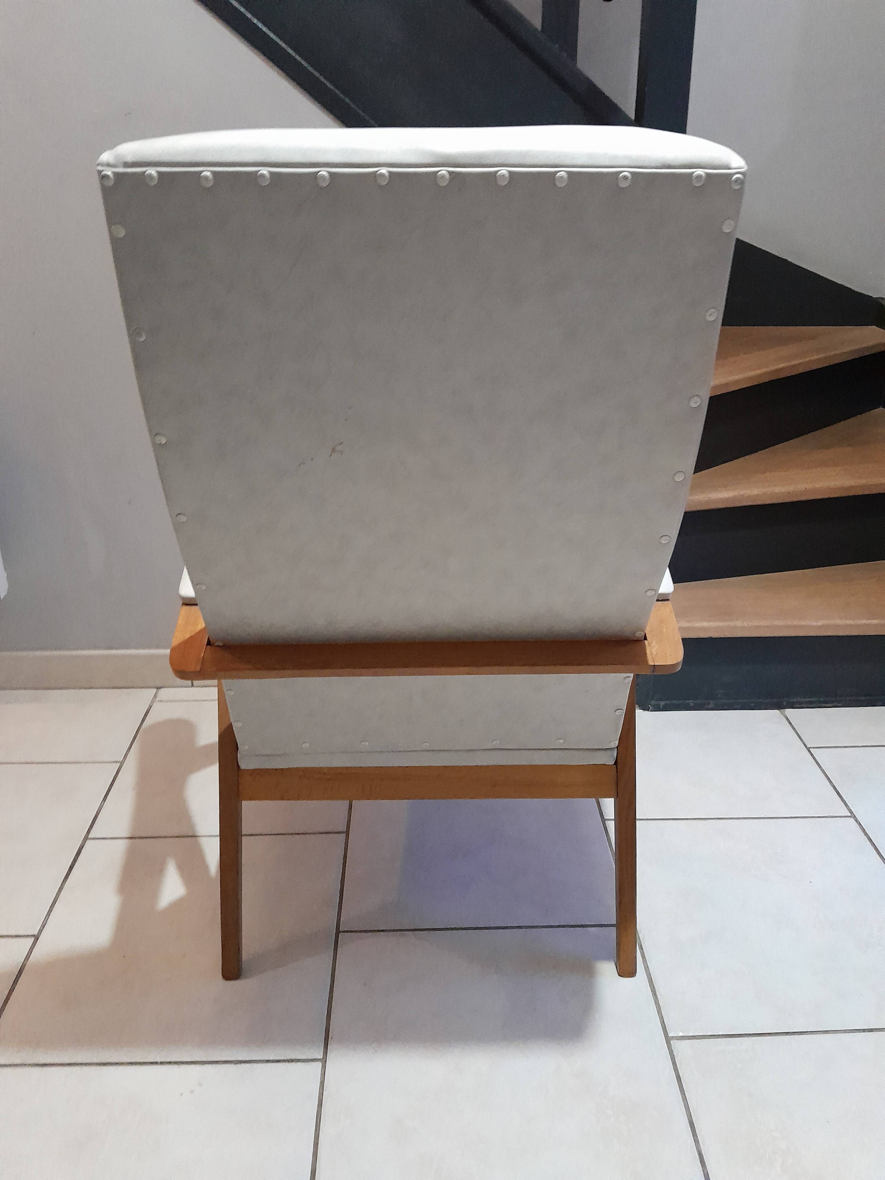 Scandinavian vintage white compass foot armchair