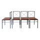 Set of 4 designer chairs in metal and cognac leather by Arrben Italy