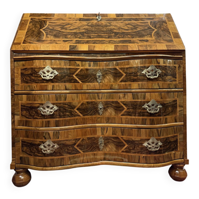 Bureau secrétaire baroque, marqueterie en bois de fruit, Allemagne, vers 1760