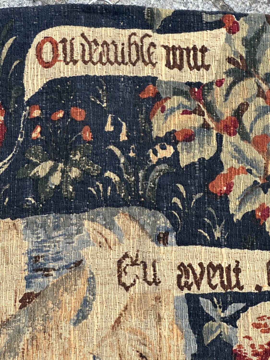 Vintage tapestry hand-screen printed in France