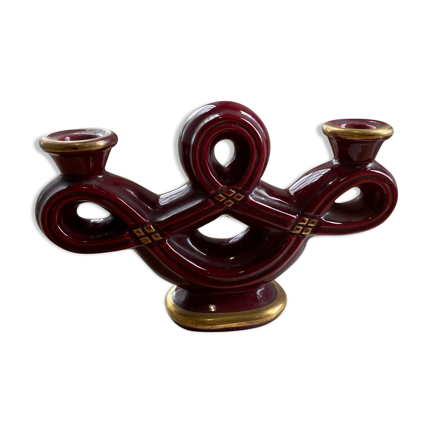 Vintage Vallauris red ceramic candlestick