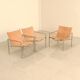 3 "SZ02" armchairs in natural beige leather by Martin Visser for Spectrum 60's