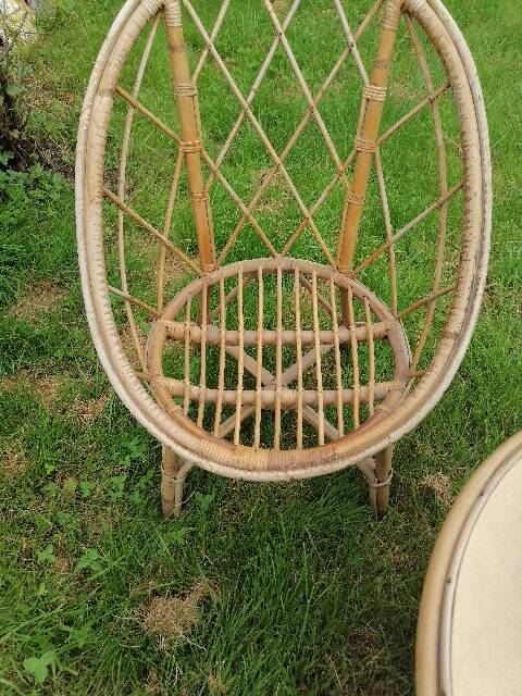 3-piece rattan wicker garden furniture set 1960 70