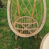 Salon jardin rotin osier 3 pièces 1960 70